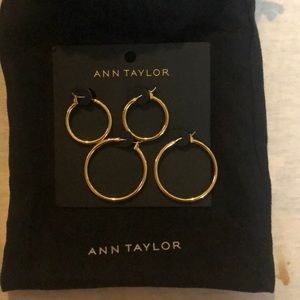 Ann Taylor NEW Gold Tone Hoop Earrings Two Pack
